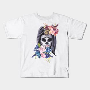 Skull Flower dia de los Muertos Kids T-Shirt